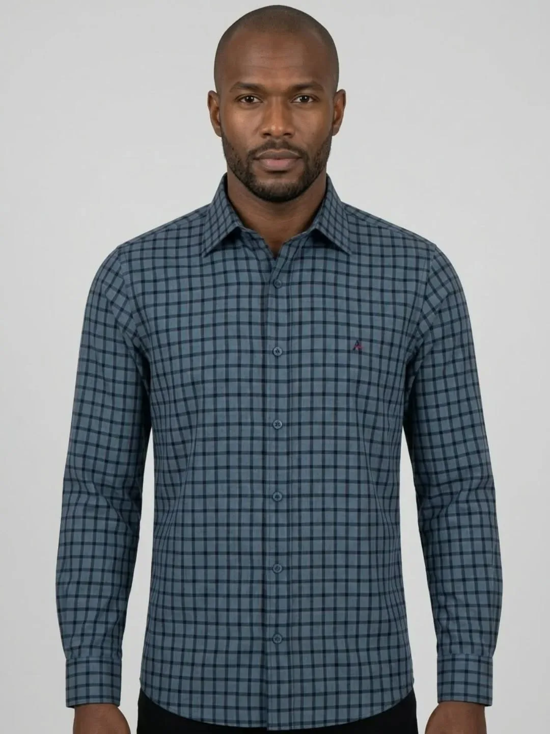Camisa social xadrez azul marinho