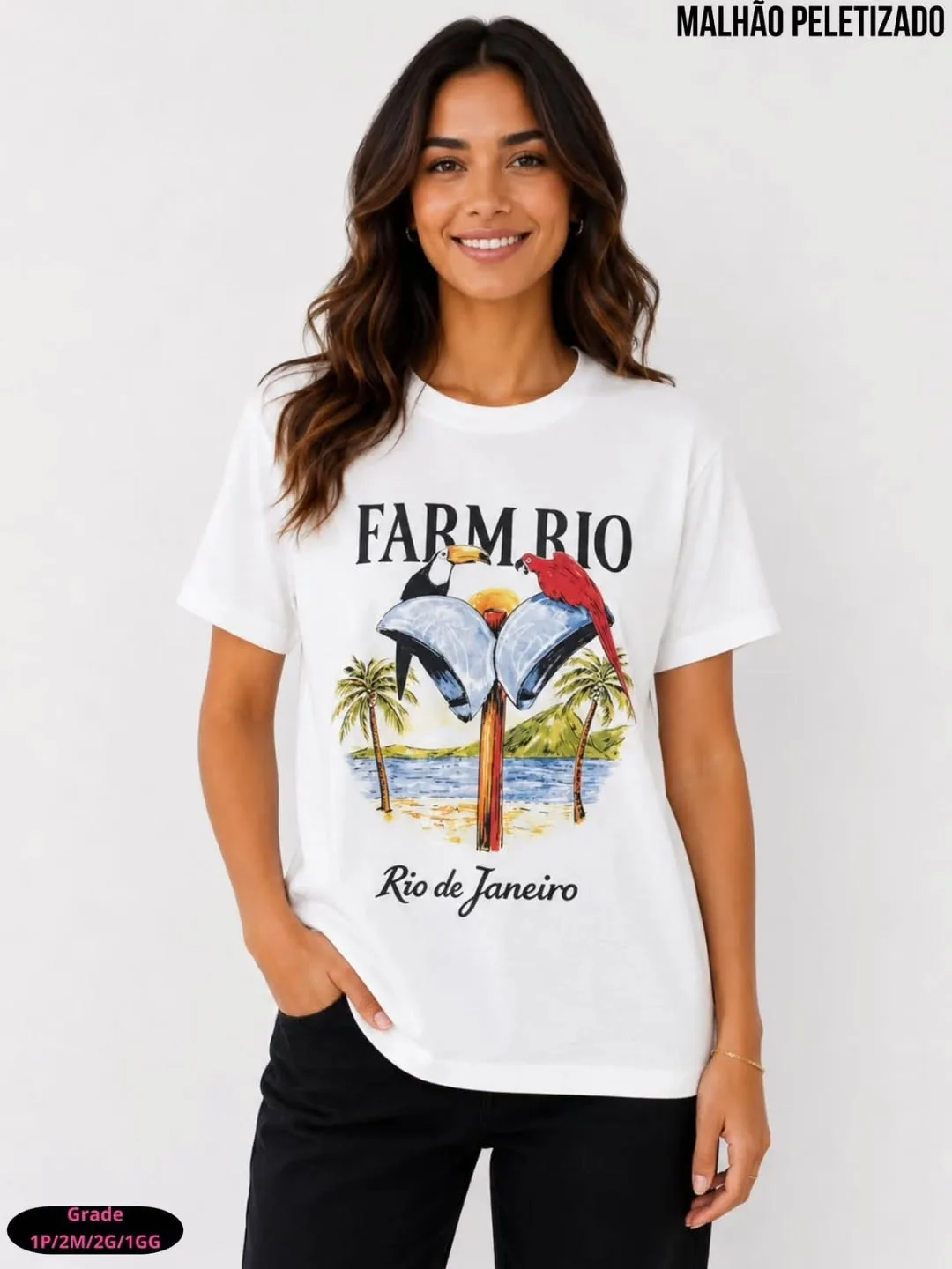 Camiseta Farm Rio tucanos branca
