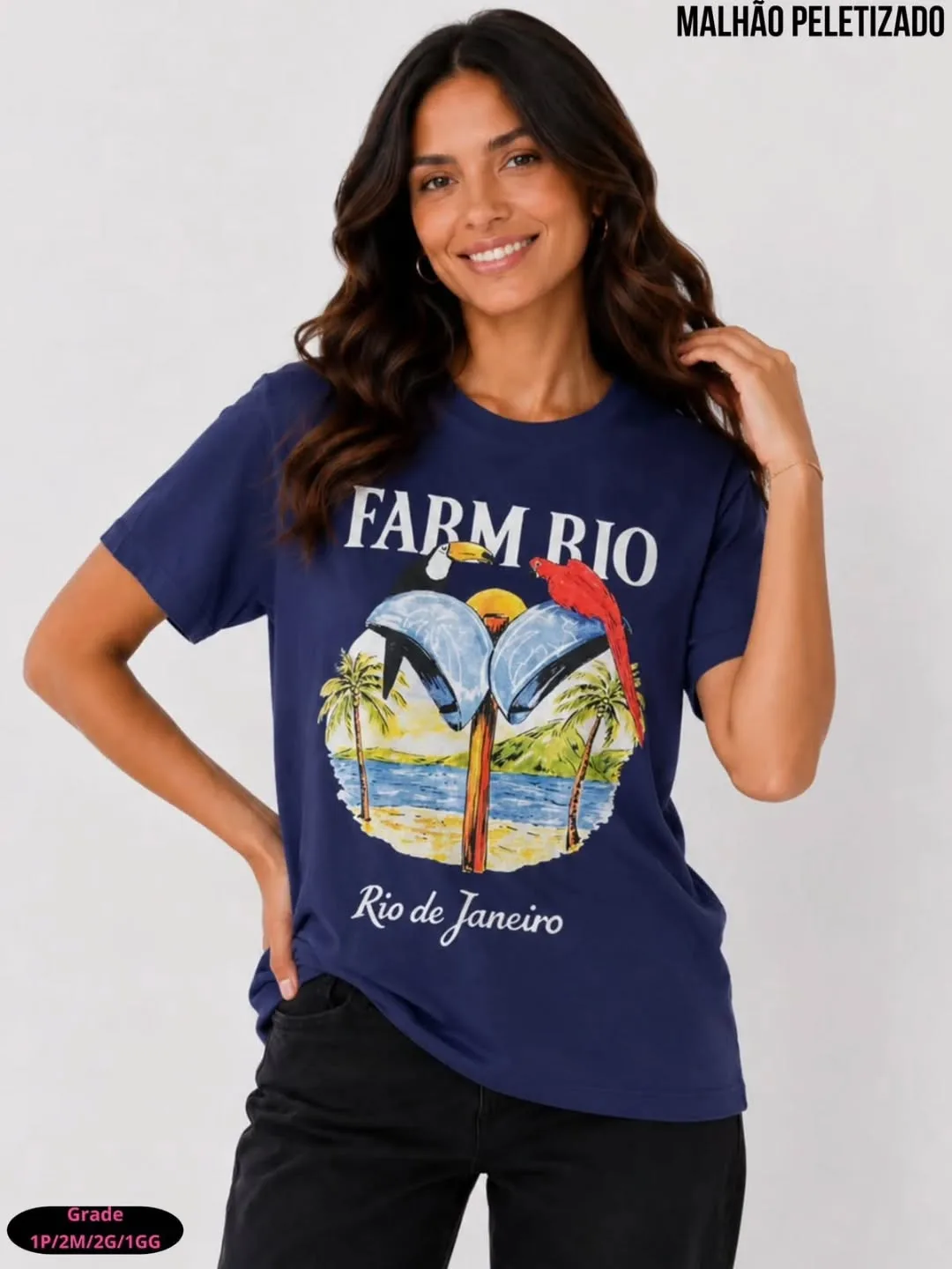 Camiseta Farm Rio tucanos marinho
