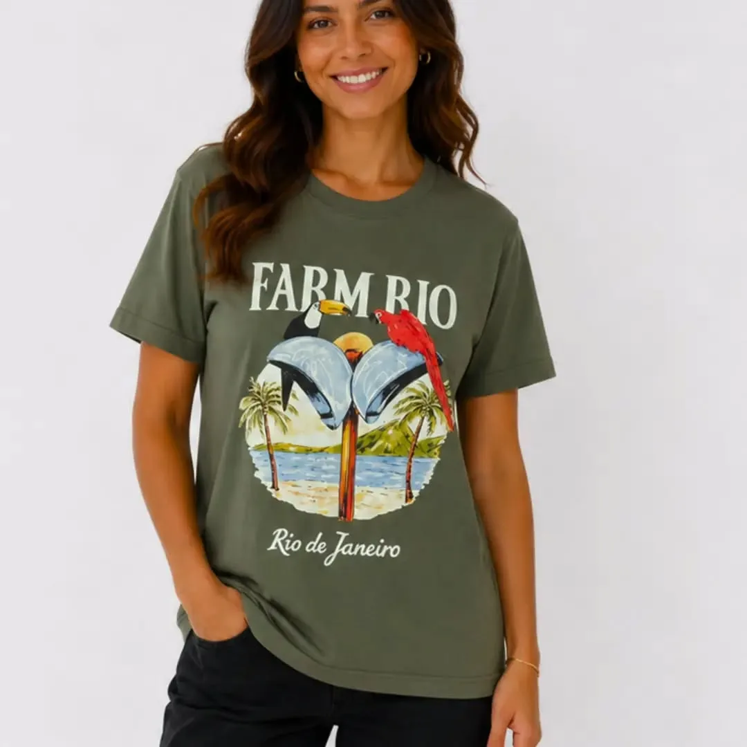 Camiseta Farm Rio tucanos verde