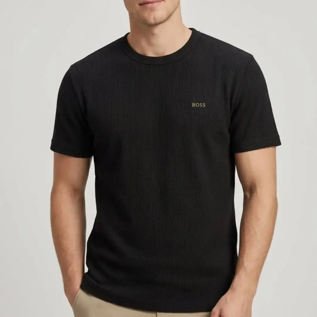 Camiseta suedine texturizada preta